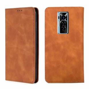 For Tecno Phantom X Skin Feel Magnetic Horizontal Flip Leather Case with Holder & Card Slots(Light Brown)