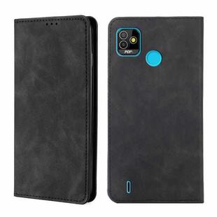 For Infinix Tecno Pop 5 Skin Feel Magnetic Horizontal Flip Leather Case with Holder & Card Slots(Black)
