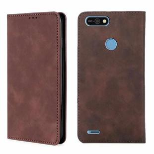 For Tecno Pop 2 / Pop 2 F / Pop 2 Pro / Pop 2 Power / Itel P13 B1F Skin Feel Magnetic Horizontal Flip Leather Case with Holder & Card Slots(Dark Brown)