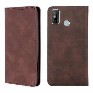 For Tecno Spark 6 GO Skin Feel Magnetic Horizontal Flip Leather Case with Holder & Card Slots(Dark Brown)