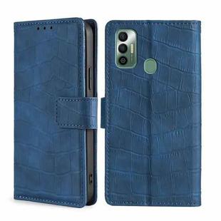 For Tecno Spark 7 Skin Feel Crocodile Texture Magnetic Clasp Horizontal Flip PU Leather Case with Holder & Card Slots & Wallet(Blue)