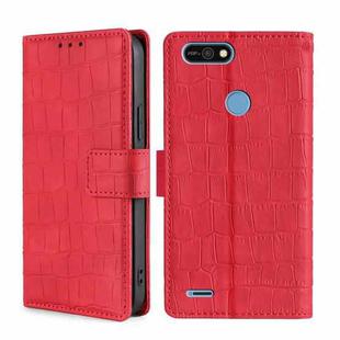 For Tecno Pop 2 F Skin Feel Crocodile Texture Magnetic Clasp Horizontal Flip PU Leather Case with Holder & Card Slots & Wallet(Red)