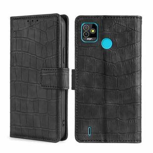 For Tecno Pop 5 Skin Feel Crocodile Texture Magnetic Clasp Horizontal Flip PU Leather Case with Holder & Card Slots & Wallet(Black)