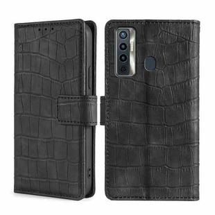 For Tecno Camon 17 Skin Feel Crocodile Texture Magnetic Clasp Horizontal Flip PU Leather Case with Holder & Card Slots & Wallet(Black)