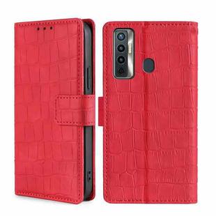 For Tecno Camon 17 Skin Feel Crocodile Texture Magnetic Clasp Horizontal Flip PU Leather Case with Holder & Card Slots & Wallet(Red)