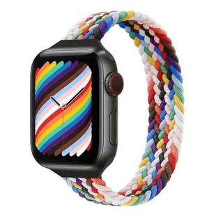 Small Waist Single Loop Nylon Braid Watch Band For Apple Watch Series 8&7 41mm / SE 2&6&SE&5&4 40mm / 3&2&1 38mm, Size: XS 130mm(Official Rainbow)