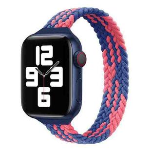 Small Waist Single Loop Nylon Braid Watch Band For Apple Watch Ultra 49mm / Series 8&7 45mm / SE 2&6&SE&5&4 44mm / 3&2&1 42mm, Szie: XS 135mm(Z Pattern-Blue Pink)