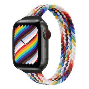 Small Waist Single Loop Nylon Braid Watch Band For Apple Watch Ultra 49mm / Series 8&7 45mm / SE 2&6&SE&5&4 44mm / 3&2&1 42mm, Szie: XS 135mm(Official Rainbow)