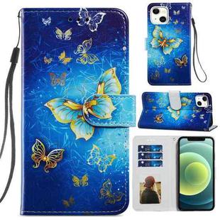 For iPhone 13 Painted Pattern Horizontal Flip Leather Case with Holder & Card Slots & Photo Frame(Phnom Penh Butterfly)