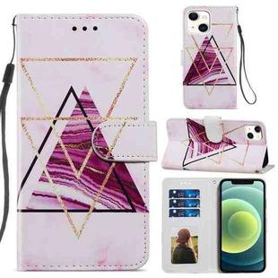 For iPhone 13 Painted Pattern Horizontal Flip Leather Case with Holder & Card Slots & Photo Frame(Three-color Marble)