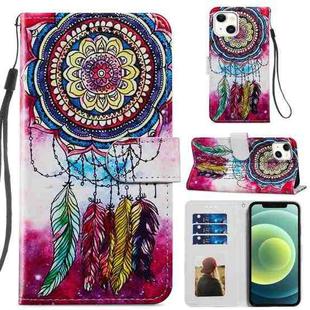 For iPhone 13 Painted Pattern Horizontal Flip Leather Case with Holder & Card Slots & Photo Frame(Dreamcatcher)