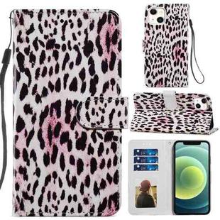 For iPhone 13 Painted Pattern Horizontal Flip Leather Case with Holder & Card Slots & Photo Frame(Leopard)