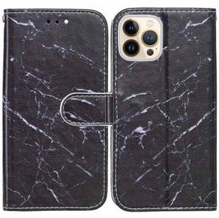 For iPhone 13 Pro Horizontal Flip Leather Case with Holder (Black Marble)