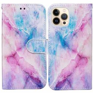 For iPhone 13 Pro Horizontal Flip Leather Case with Holder (Blue Pink Marble)