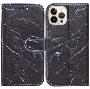 For iPhone 13 Pro Max Horizontal Flip Leather Case with Holder (Black Marble)