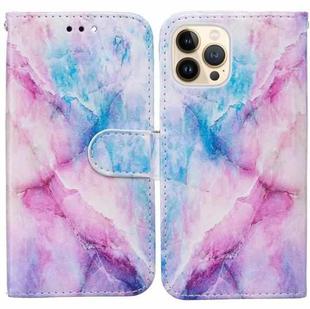 For iPhone 13 Pro Max Horizontal Flip Leather Case with Holder (Blue Pink Marble)