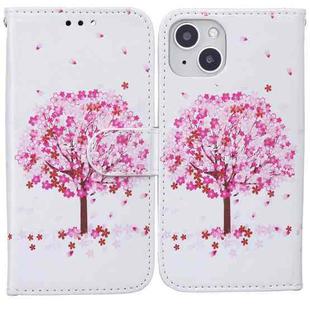 For iPhone 13 Horizontal Flip Leather Case with Holder & Card Slots & Photo Frame & Wallet(Pink Tree)