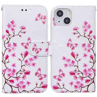 For iPhone 13 Horizontal Flip Leather Case with Holder & Card Slots & Photo Frame & Wallet(Butterfly Love Flower)