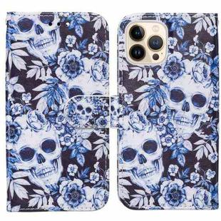 For iPhone 13 Pro Horizontal Flip Leather Case with Holder & Card Slots & Photo Frame & Wallet (Skull and Flower)
