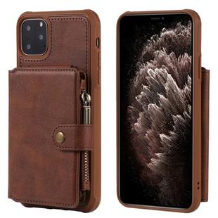For iPhone 11 Pro Max Buckle Zipper Shockproof Protective Case with Holder & Card Slots & Wallet & Lanyard & Photos Frames(Coffee)