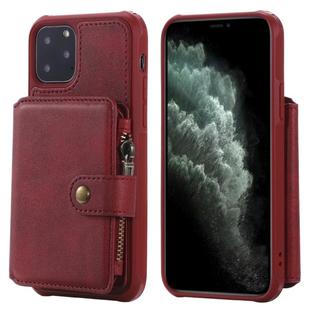 For iPhone 11 Pro Buckle Zipper Shockproof Protective Case with Holder & Card Slots & Wallet & Lanyard & Photos Frames(Red)