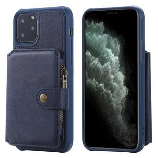For iPhone 11 Pro Buckle Zipper Shockproof Protective Case with Holder & Card Slots & Wallet & Lanyard & Photos Frames(Blue)
