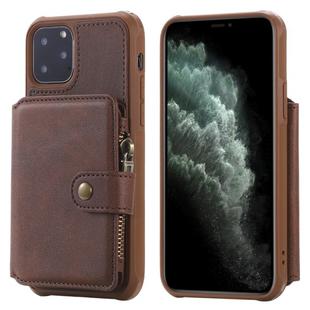 For iPhone 11 Pro Buckle Zipper Shockproof Protective Case with Holder & Card Slots & Wallet & Lanyard & Photos Frames(Coffee)