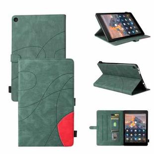 For Amazon Fire HD 10 2017 Dual-color Splicing Horizontal Flip PU Leather Case with Holder & Card Slots & Sleep / Wake-up Function(Green)