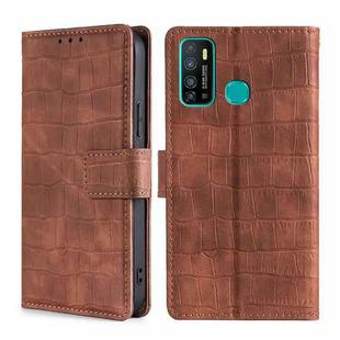 For Infinix Hot 9 / Note 7 Lite Skin Feel Crocodile Texture Magnetic Clasp Horizontal Flip PU Leather Case with Holder & Card Slots & Wallet(Brown)