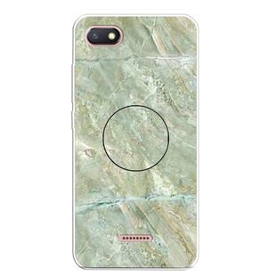 For Xiaomi Redmi 6A Embossed Varnished Marble TPU Protective Case with Holder(Light Green)