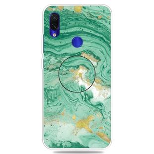 For Xiaomi Redmi 7 Embossed Varnished Marble TPU Protective Case with Holder(Dark Green)