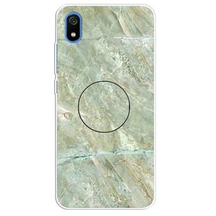 For Xiaomi Redmi 7A Embossed Varnished Marble TPU Protective Case with Holder(Light Green)