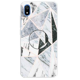 For Xiaomi Redmi 7A Embossed Varnished Marble TPU Protective Case with Holder(Polytriangle)