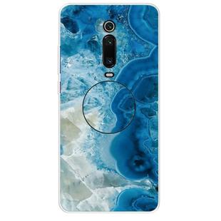 For Xiaomi Redmi K20 & K20 Pro Embossed Varnished Marble TPU Protective Case with Holder(Light Blue)