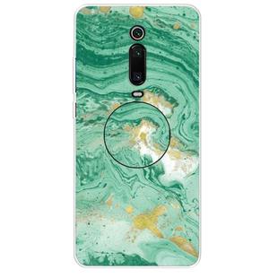 For Xiaomi Redmi K20 & K20 Pro Embossed Varnished Marble TPU Protective Case with Holder(Dark Green)