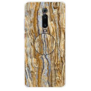 For Xiaomi Redmi K20 & K20 Pro Embossed Varnished Marble TPU Protective Case with Holder(Brown)