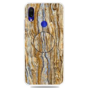 For Xiaomi Redmi Note 7 & 7 Pro Embossed Varnished Marble TPU Protective Case with Holder(Brown)