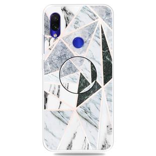 For Xiaomi Redmi Note 7 & 7 Pro Embossed Varnished Marble TPU Protective Case with Holder(Polytriangle)