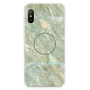 For Xiaomi Redmi Note 6 & 6 Pro Embossed Varnished Marble TPU Protective Case with Holder(Light Green)