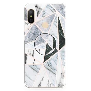 For Xiaomi Redmi Note 6 & 6 Pro Embossed Varnished Marble TPU Protective Case with Holder(Polytriangle)