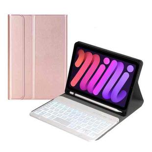 A06BS Ultra-thin Backlight Bluetooth Keyboard Leather Tablet Case with Holder & Pen Slot For iPad mini 6(Rose Gold)