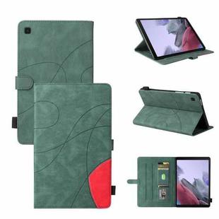 For Samsung Galaxy Tab A7 Lite T225/T220 Dual-color Splicing Horizontal Flip PU Leather Case with Holder & Card Slots(Green)