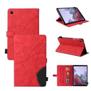 For Samsung Galaxy Tab A7 Lite T225/T220 Dual-color Splicing Horizontal Flip PU Leather Case with Holder & Card Slots(Red)