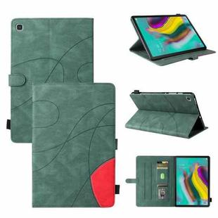 For Samsung Galaxy Tab S5e T720 Dual-color Splicing Horizontal Flip PU Leather Case with Holder & Card Slots & Sleep / Wake-up Function(Green)