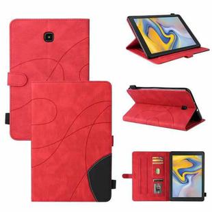 For Samsung Galaxy Tab A 8.0 (2018) T387 Dual-color Splicing Horizontal Flip PU Leather Case with Holder & Card Slots(Red)
