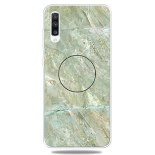 For Galaxy A50 Embossed varnished Marble TPU Protective Case with Holder(Light Green)