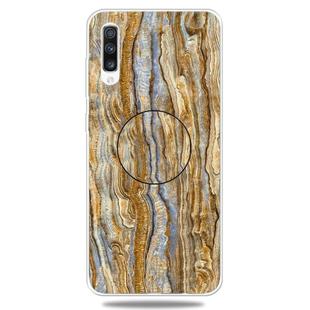 For Galaxy A70 Embossed varnished Marble TPU Protective Case with Holder(Brown)