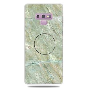 For Galaxy Note 9 Embossed varnished Marble TPU Protective Case with Holder(Light Green)