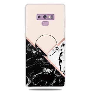 For Galaxy Note 9 Embossed varnished Marble TPU Protective Case with Holder(Black White Pink)