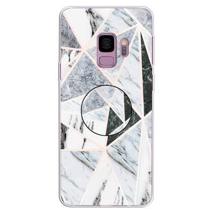 For Galaxy S9 Embossed varnished Marble TPU Protective Case with Holder(Polytriangle)